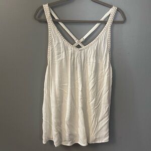Torrid‎ White Tank Top with Embroidered Straps